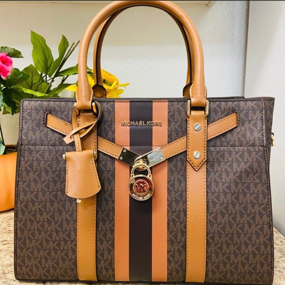 Michael KORS Nouveau Hamilton Stripe Large Satchel